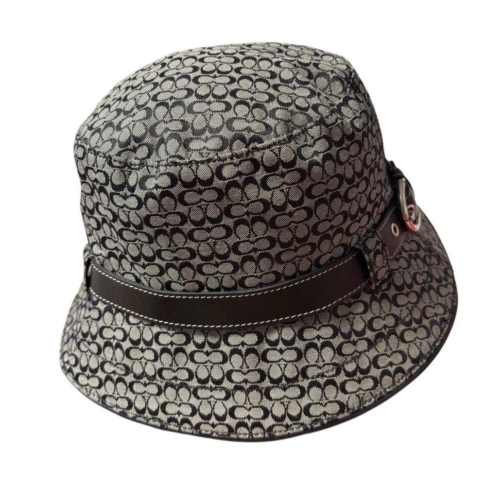 Coach Vtg Black &‎ Grey Signature Y2K  Bucket Hat, Medium / Large, Preppy Casual - Picture 3 of 7